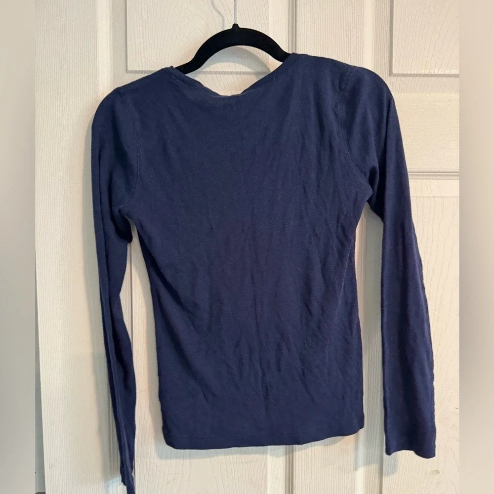 Ralph Lauren Girls Navy Blue Long‎ Sleeve Pima Cotton Modal Tee Shirt XL 16